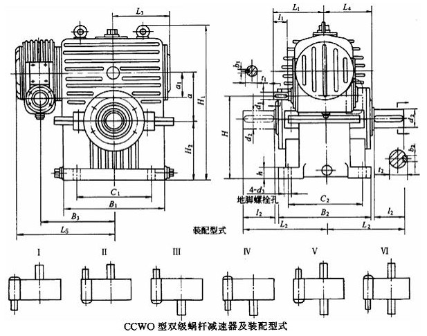 CCWO蜗杆减速机装配形式